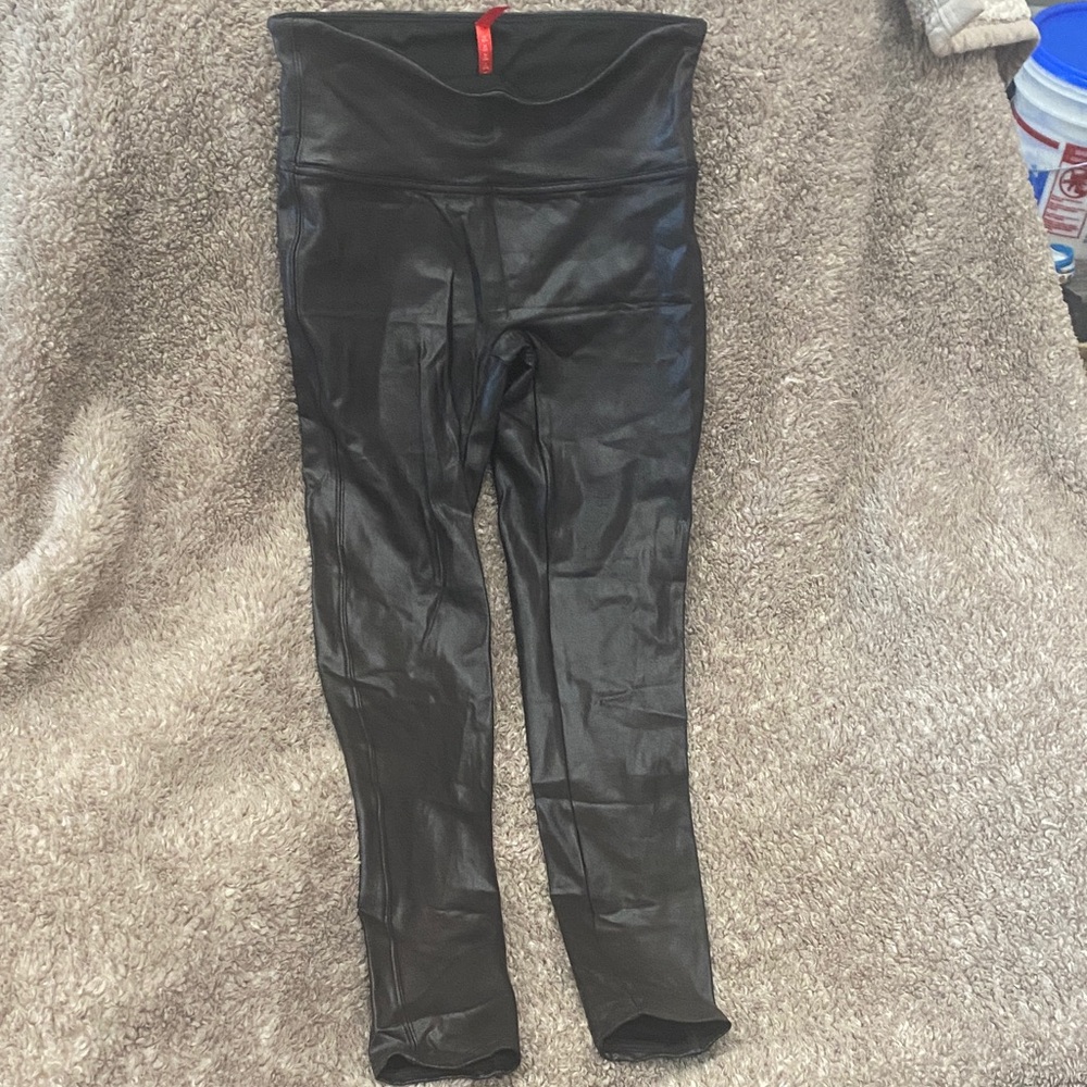SPANX Black Faux Leather Leggings